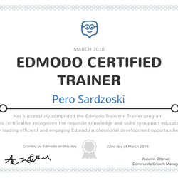 Pero Sardzoski, Education Program Developer and Innovator, Edmodo Certified Trainer, Member of the HundrED Academy, and HundrED Ambassador